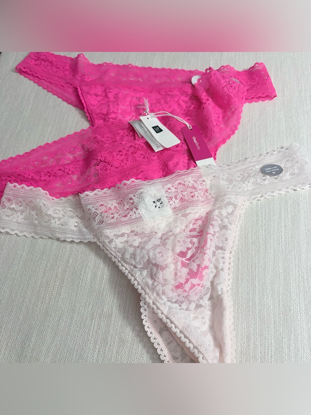 GAP Lot of 3 Pairs of Pink Lace Thongs All New with Tags All Size M